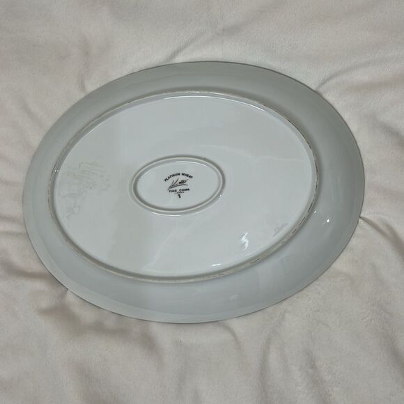 Platinum Wheat Serving Tray Fine China Japan Oval 14 In Long X 10 1/2 In Wide - Picture 6 of 6